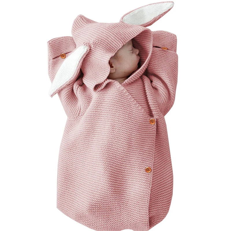 Вязаное одеяло для новорожденных детская коляска детский спальный мешок кролик пеленать обертывание фотография Реквизит Кролик зима теплая пеленка