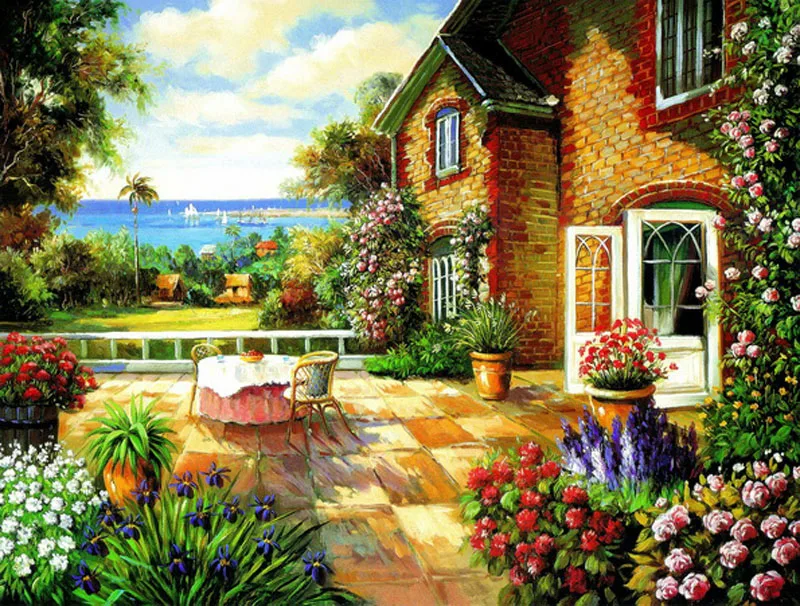 DIY Rhinestone plastic crafts painting diamond Romantic hut Square