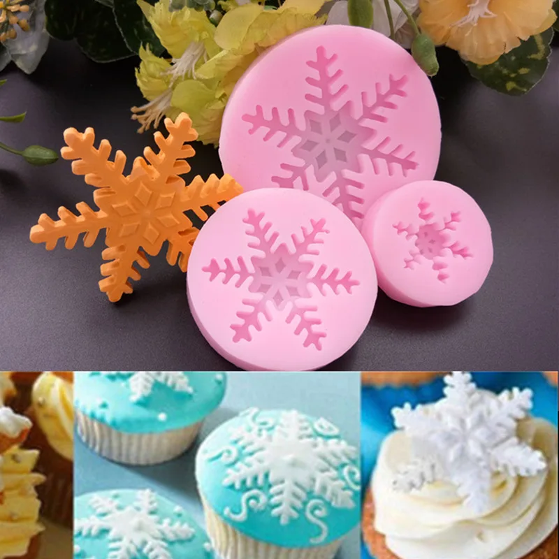 Силиконовые формы 3D снежные хлопья формы Шоколадные конфеты Желе Мыло Плесень украшения торта инструменты Фондант формы кухня форма для