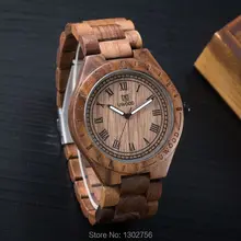 Sandalias rojas de madera ecológicas , relojes de salud y reloj de madera de la marca Bewell, reloj del cuarzo de Japón para las mujeres y hombres con caja de regalo