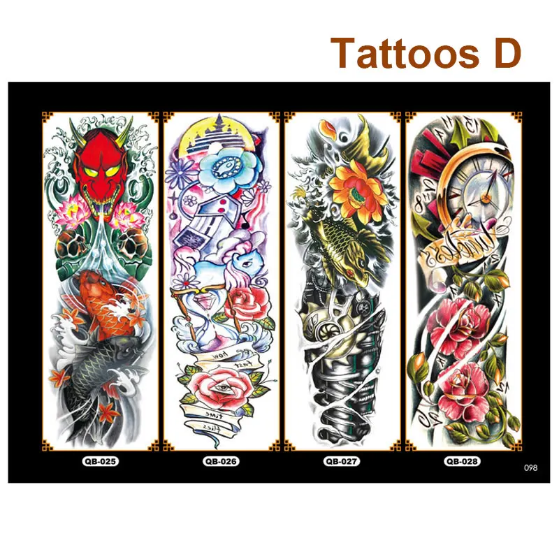 4-Piece-Body-Art-Temporary-Tattoo-Colorful-Animals-Watercolor-Painting-Drawing-Decal-Waterproof-Full-Arm-Big-Large-Fake-Tattoo-(7)
