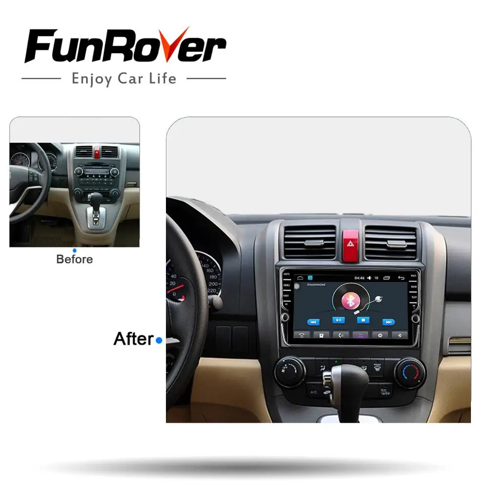 Top Funrover IPS Android 8.0 Car dvd multimedia player For Honda CRV 2006-2011 with car radio video player gps navigation 2 din RDS 1