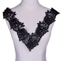 Черный, белый цвет кружево декольте воротник цветочный вышитые аппликации приложений для одежда свадебное платье питания BW031
