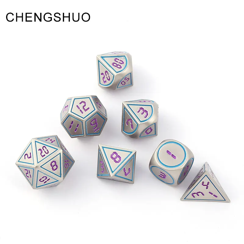 Chengshuo dnd dice metal rpg set polyhedral dungeons and dragons d20 10 8 12 table game Zinc alloy silvery digital dices pattern Chengshuo dnd dice metal rpg set polyhedral dungeons and dragons d20 10 8 12 table game Zinc alloy silvery digital dices pattern