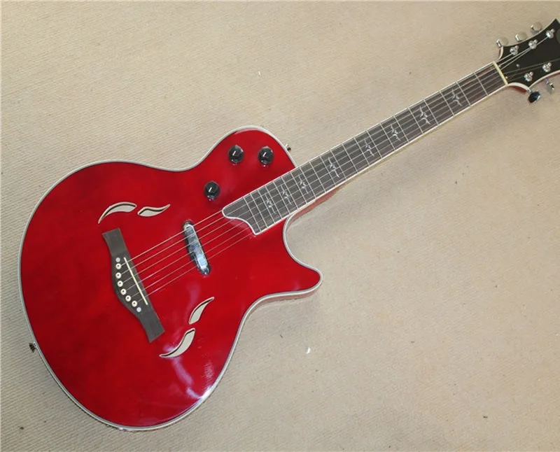 

Wholsale Factory custom 21frets T5 classic semi-hollow red Electric guitar with rosewood fingerboard,can be customized