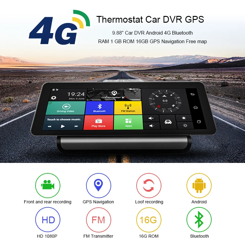 KEELEAD 4G Автомобильный видеорегистратор Камера GPS 9 88 &quotAndroid 5 1 Full HD 1080P с двумя
