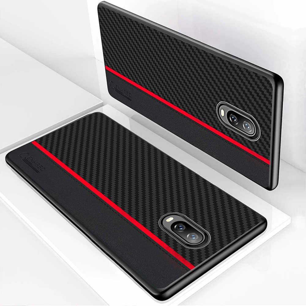 

Oneplus 6T Case Cover Original CENMASO Carbon Fiber PU Leather Protection Cover One Plus 6 Case Oneplus 5 5 t 6 6T Back Cover