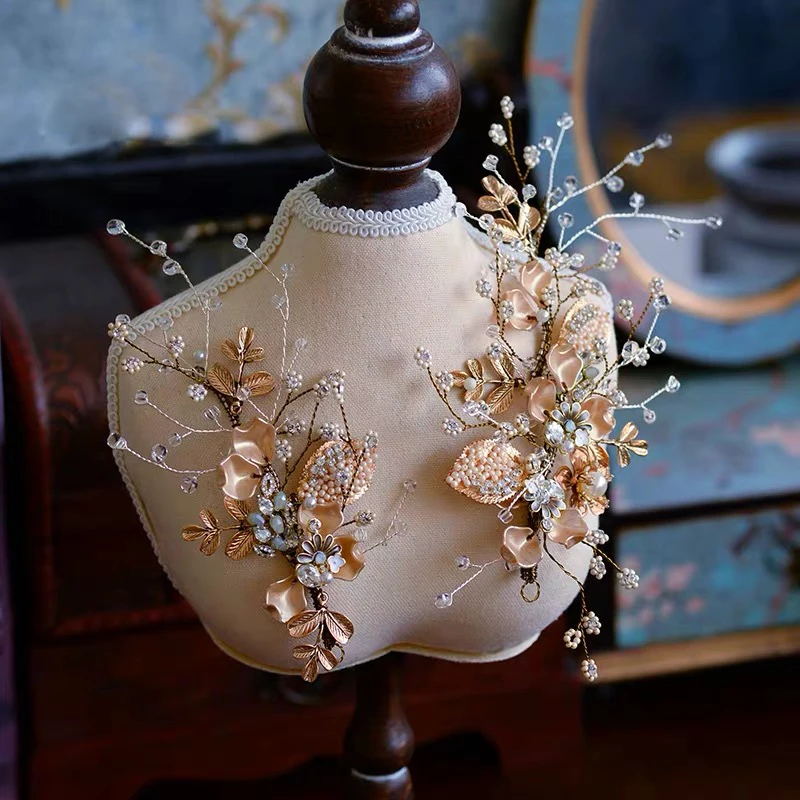 

Handmade Retro Baroque Brides Hairbands Baroque Brides Barrettes Wedding Hair Accessory Pearls Evening Hair Jewelry