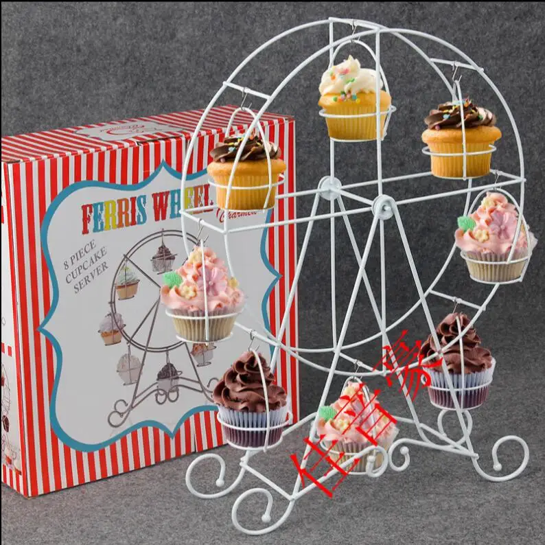 

White ferris wheel cupcake rack 8 cups of metal