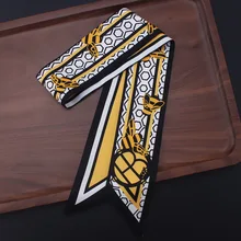 Модный Роскошный брендовый летний маленький обтягивающий шарф, сумка для волос, лента с геометрическим принтом пчелы, саржевый шелковый шарф для женщин, шарфы на голову