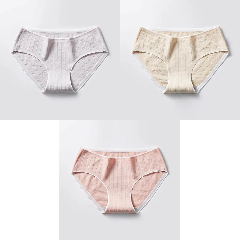3 Pcs Cotton Briefs Woman Panties Low Waist Breathable Antibacterial Female Panties Brand Quality New Briefs Underwear For Women - Цвет: Grey Nude Pink