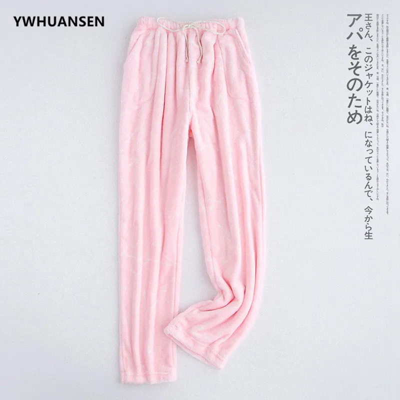 

YWHUANSEN Flannel Winter Warm Women's Pajamas Pants Lady Pajama Trousers Soft Loose Lounge Pant PJ Bottoms Sleepwear Drawstring
