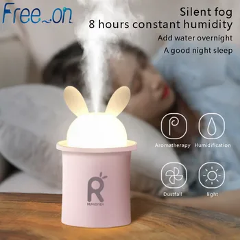 

Ultrasonic Air Humidifier For Baby Pregnant Cartoon Rabbit 250ML USB Essential Oil Diffuser LED Light Lamp Car Air Purifier