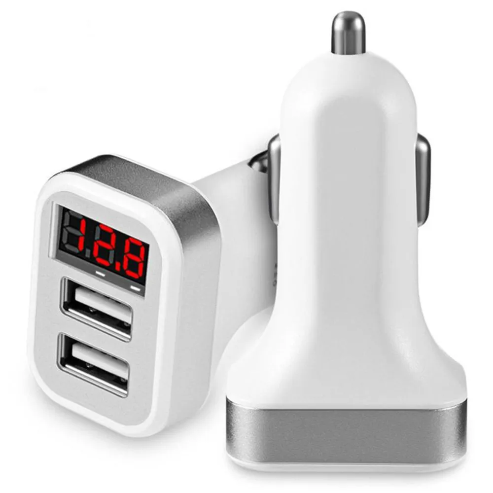 LED Digital Display Dual USB Car Charger for iPhone Samsung LG Redmi OnePlus Tablet Universal Mobile Phone 2.1A + 1A | Мобильные