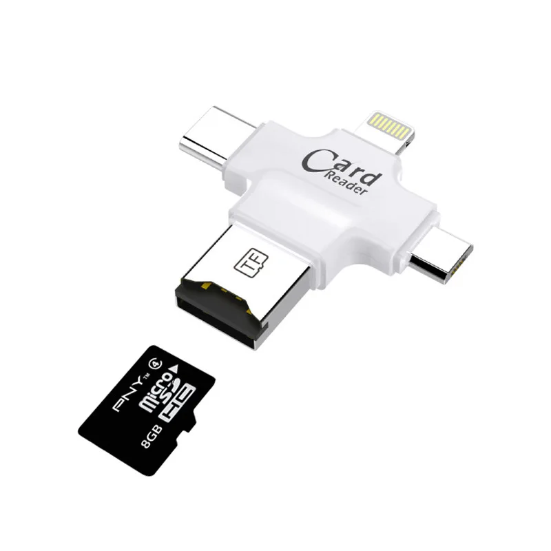 4 в 1 USB/USB 2,0 Тип-c/Micro чтения карт памяти Micro SD Card Reader для android Ipad/iphone 7 плюс 6s5s OTG читатель