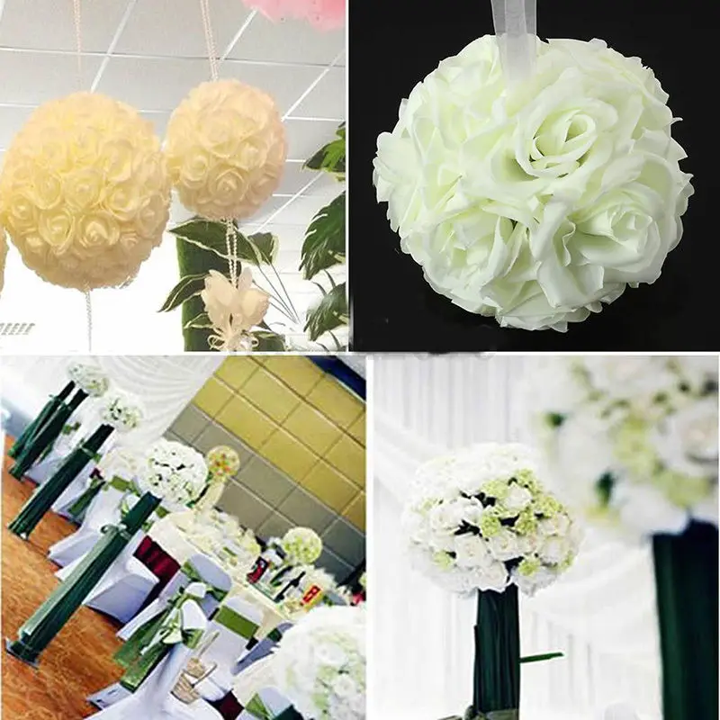 

1Pcs 15cm Artificial Silk Flower Rose Kissing Balls Bouquet Centerpiece Pomander Party Wedding Centerpiece decorations