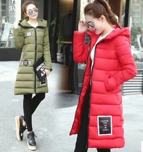 2017 Winter Women Wadded Jacket Coat Plus Size Hooded Long Down Cotton Outwear Letter Print Thick