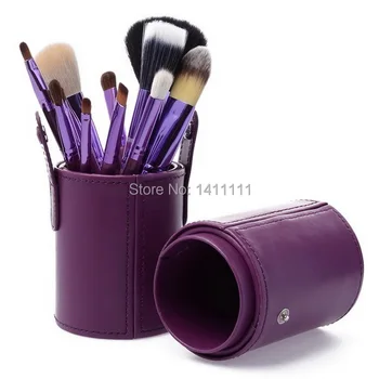 

Wholesale DHL Free Shipping Makeup Brushes Set Kit 12pcs in 1 Pro Concealer Foundation Eyeshadow Purple Brush + CASE Hold MB90
