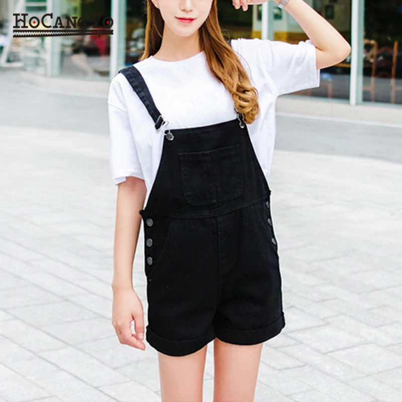 plus size black overall shorts