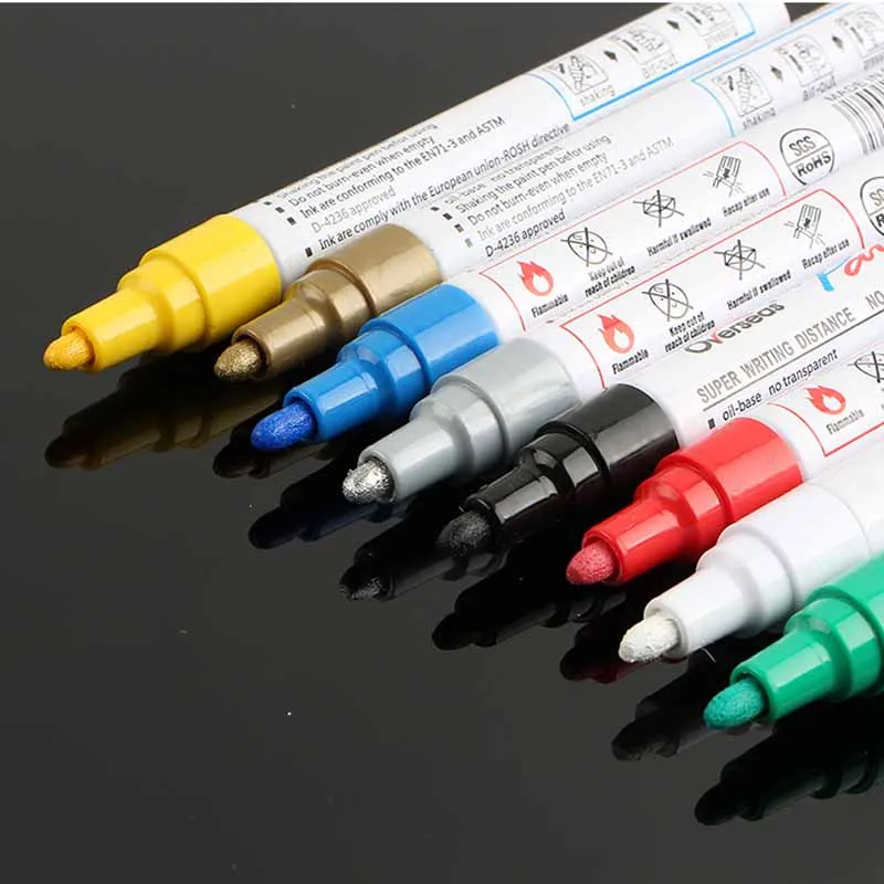 8pcs/box White Waterproof Rubber Permanent Paint Marker Pen Car Tyre Tread Environmental Tire Painting Free Shipping