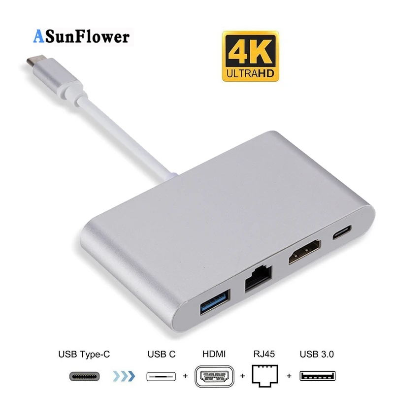 

USB C HUB Type-C To HDMI 4K 1080P Adapter For MacBook Pro 2016/2017/2018 PC Computer Laptop USB Splitters PD Charging Accessory
