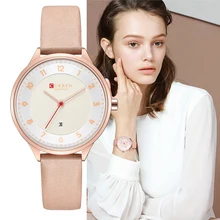 CURREN Luxo em Ouro Rosa Relógios de Moda relógios de Pulso de Couro Casual Relógio de Quartzo Das Senhoras do Relógio de Pulso 2018 New Montre Femme
