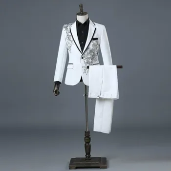 

Men's suits Singers Nightclubs Stages Costumes Hosting suits, suits, dresses, three-dimensional, bilateral, inlaid diamonds
