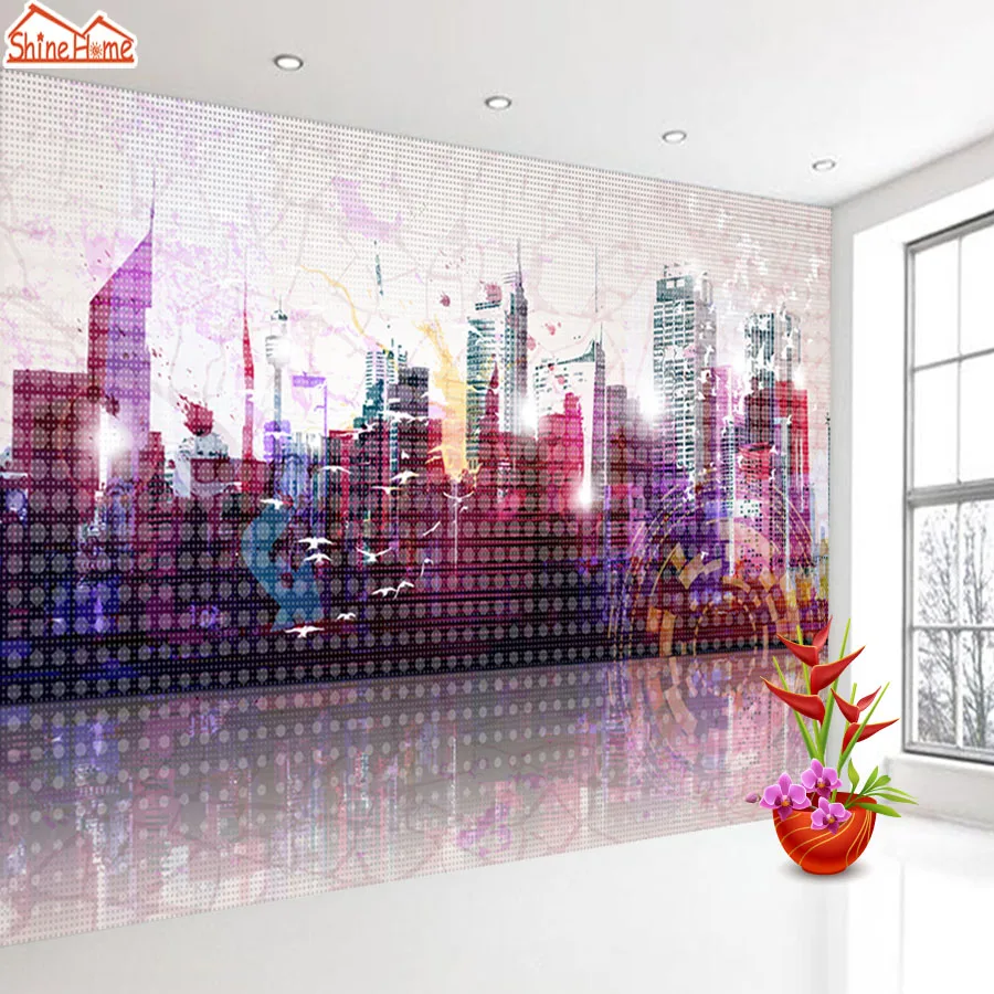 

ShineHome-Night City Sketch Building Grid Style 3d Wallpaper Wallpapers Photo Walls Murals for 3 d Living Room Roll Wall Paper