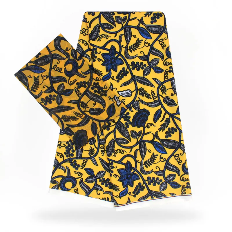 

2 Pcs Set 4 Yards African Ankara Prints Modell Material & 2 Yards Chiffon Ankara Chiffon Fabric YBXM-71