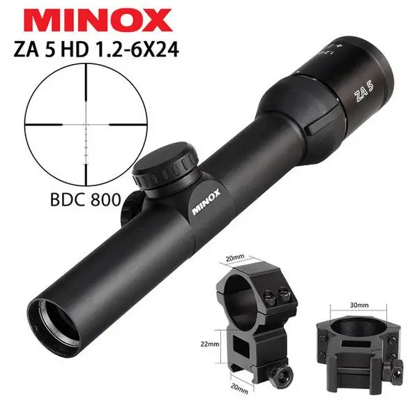 MINOX ZA 5i HD 1,2-6X24 ИК компактный охотничий троп прицел стекло травленый с подсветкой сетка длинный глаз рельеф прицел оптические прицелы - Цвет: with picatinny irng4