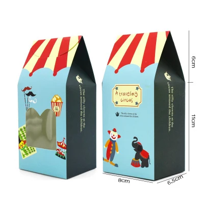10 шт. цирк Лондон тема конфеты коробка с окном дети день рождения поставки ручной работы бисквиты пакет мешок Дети подарочная упаковка коробка