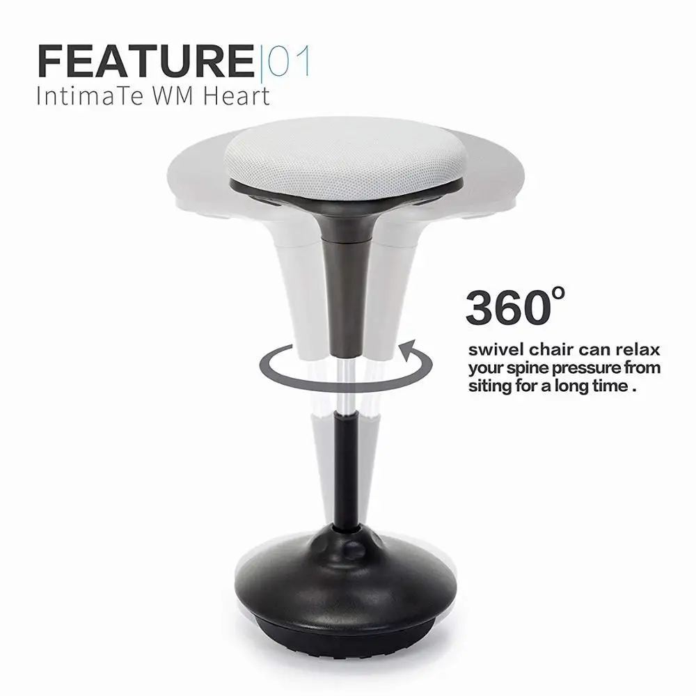 Perch Leaning Wooble Stool Adjustable Ergonomic Active Sit Stand Backless Swivel Desk Chair
