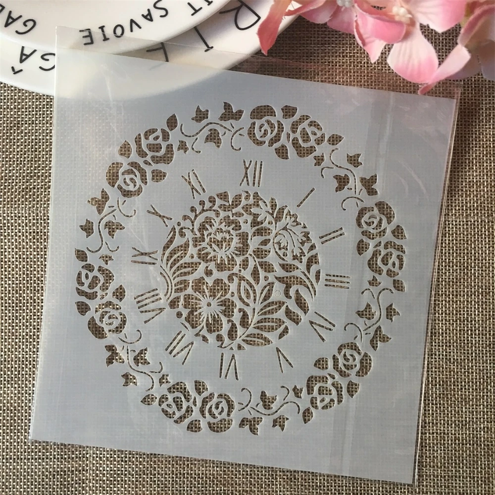 

6*6inch Clock Garland Dial DIY Layering Stencils Painting Scrapbook Coloring Embossing Album Decorative Card Template