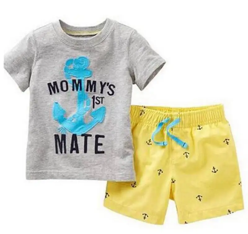 Дизайн летние мальчики мультфильм пижамы с принтом для малышей короткий рукав шорты пижамные наборы дети комплект одежды детская одежда для сна - Цвет: Прозрачный