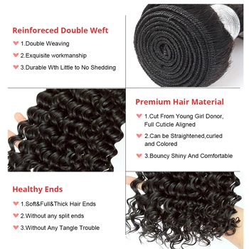 Deep Wave Human Hair Bundles With Closure Hair Extensions Brazilian Virgin Hair Weave Bundles Loose Curly Ever Beauty Product 5
