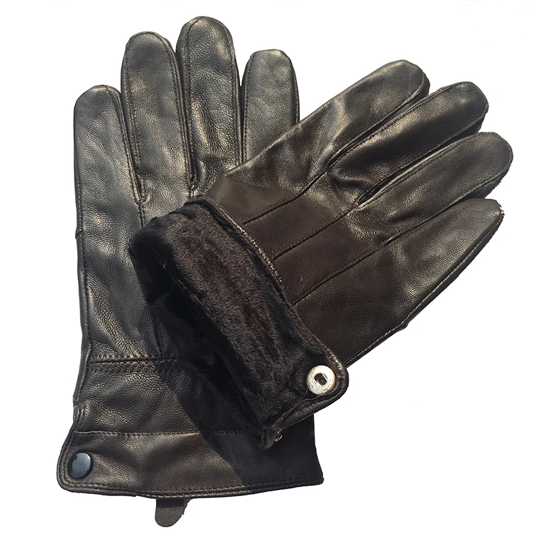Men's gloves Winter Warm Genuine Leather gloves 2018 New Brand Touch Screen Gloves Fashion Warm Gloves Goatskin Mittens Brown N2