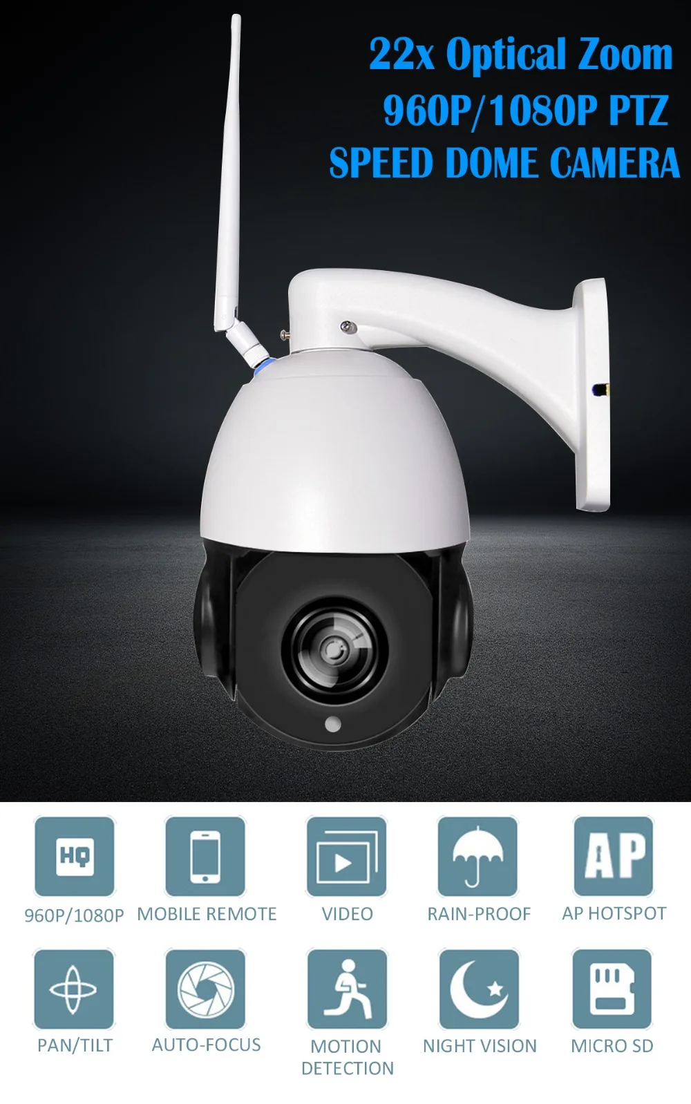 YSA HD 1080P PTZ IP Камера уличная Высокоскоростная купольная камера безопасности Wifi камера 2MP 22X оптический зум Водонепроницаемая Onvif камера ночного видеонаблюдения