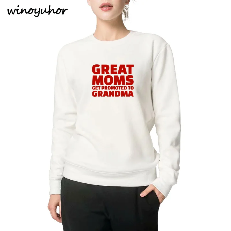 

Great Moms Get Promoted Grandma Letter Printed Hoodies Women Funny Mothers Day Gift Tops Pullovers Winter Fashion Sweatshirts