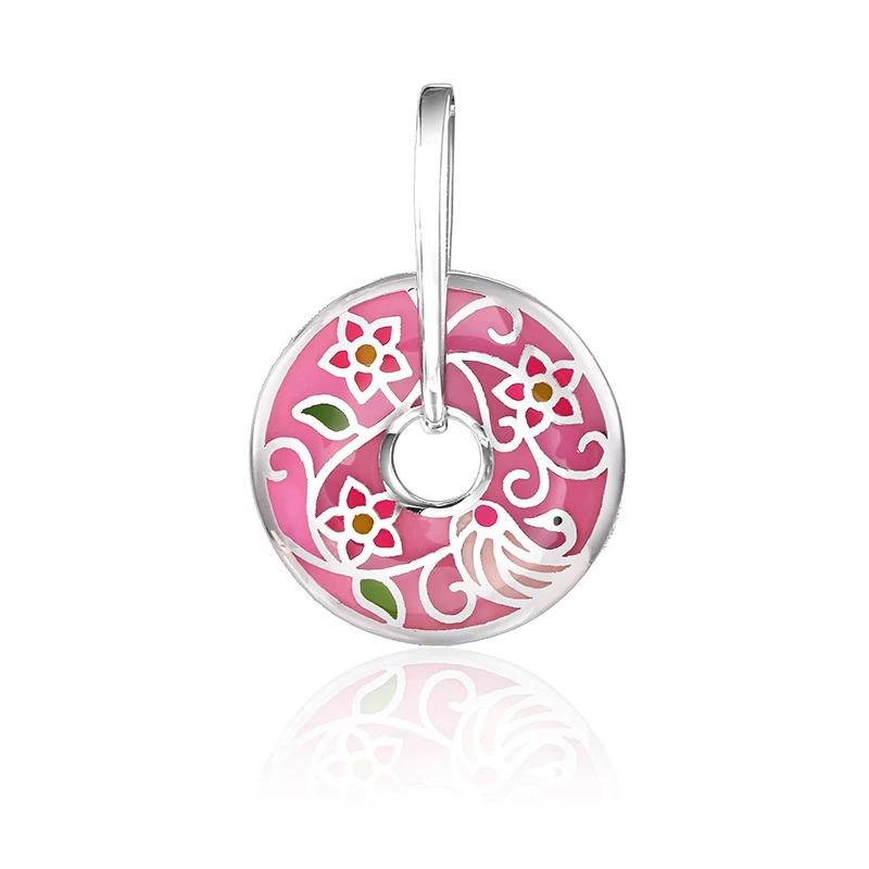 RainMarch Pink Enamel Silver Pendant Female For Chain Necklace Pendulum 925 Silver Women Necklace Pendant Party enamel Jewelry (3)