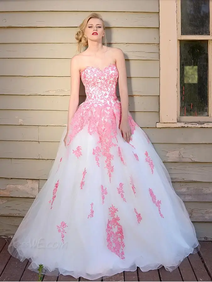 vestidos de novia blanco con rosa – vestidos baratos