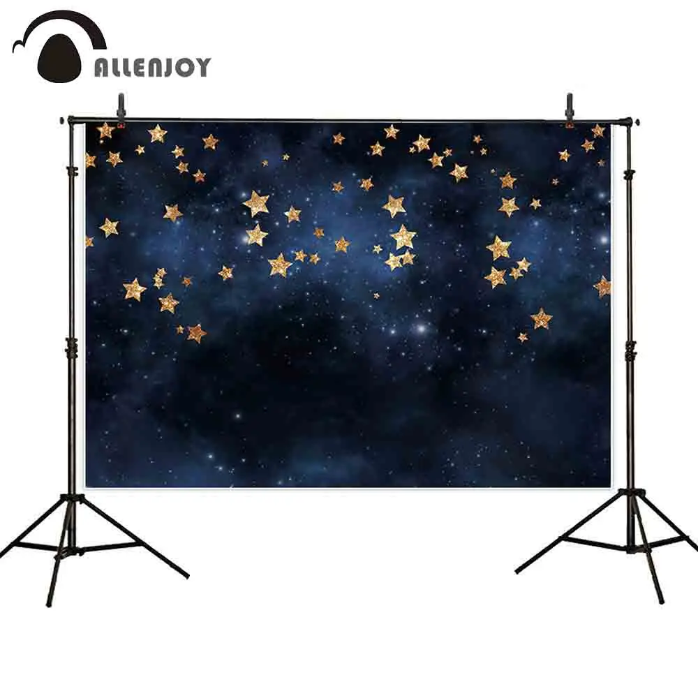 

Allenjoy photography backdrop dark blue starry sky gold stars fairy tale background photocall photoshoot studio photobooth