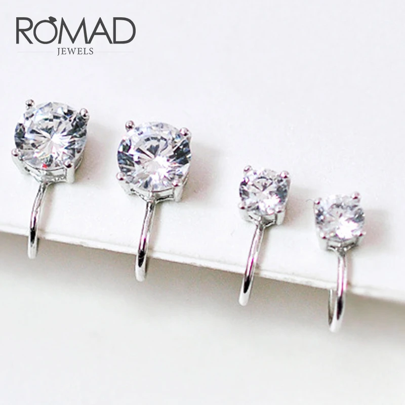 

ROMAD 4MM 6MM Ear Cuff Zirconia Non Piercing Clip Earring Ear Cuff No Piercing Simple Punk Ear Cuff Earrings For Women R4