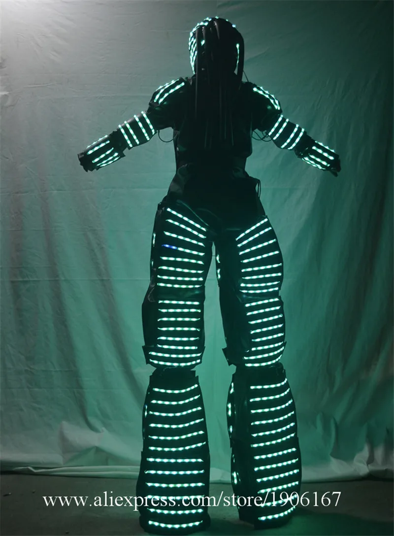 Stilts Walker LED Lights Costumes,LED Dancer Costume LED Robot Suit For Party Performance Electronic Music Festival DJ Show04
