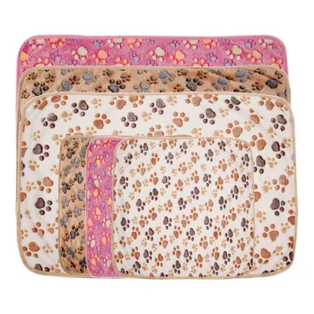 

Comfortable Pet Bed Mats Sleep Flora Paw Print Dog Cat Puppy Fleece Soft Blanket Pet Dog Beds Mat For Pet Cat Small Dog Supplies