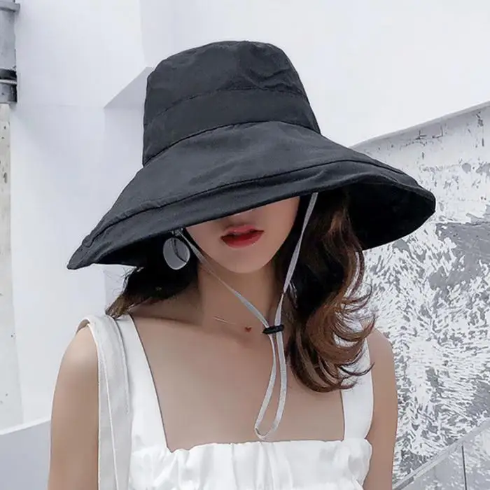 Sunhat женская летняя пляжная с широкими полями Солнцезащитная уличная дорожная шляпа свернутая двухсторонняя Рыбацкая шляпа DX88