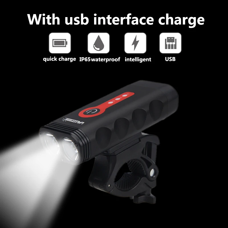 Top Upgrade USB Rechargeable Bicycle Light Waterproof L2 LED Front Bike Headlight 5 Modes Safety MTB Cycling Torch Built-in Battery 3
