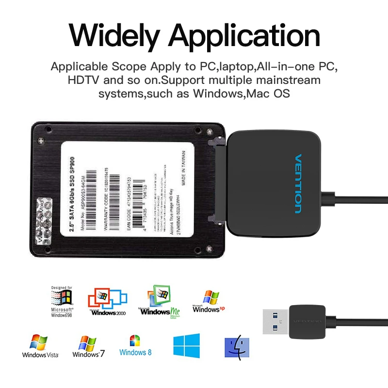 Vention Sata إلى usb Sata USB 3.0 كابل يو إس بي إلى Sata تحويل 2.5 3.5 بوصة قرص صلب خارجي كابل ل PC usb 3.0 sata محول