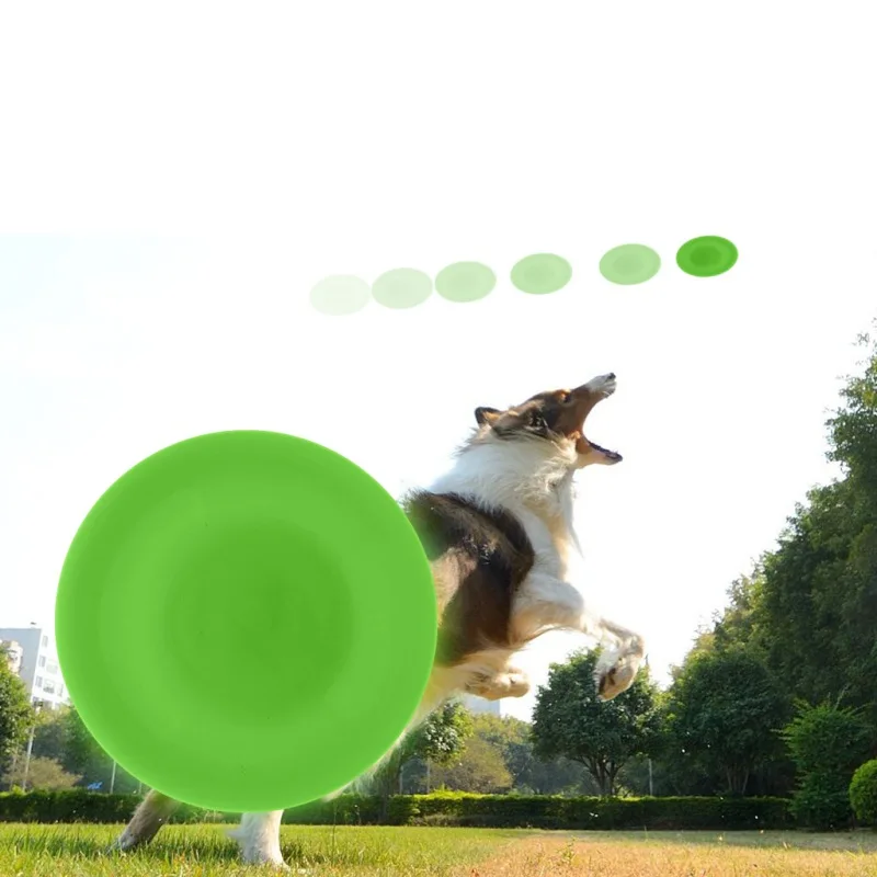 حار بيع الحيوانات الأليفة اللعب المحمولة مرنة لينة تحلق أقراص ترينينج جرو لعبة المطاط إحضار القرص الطائر