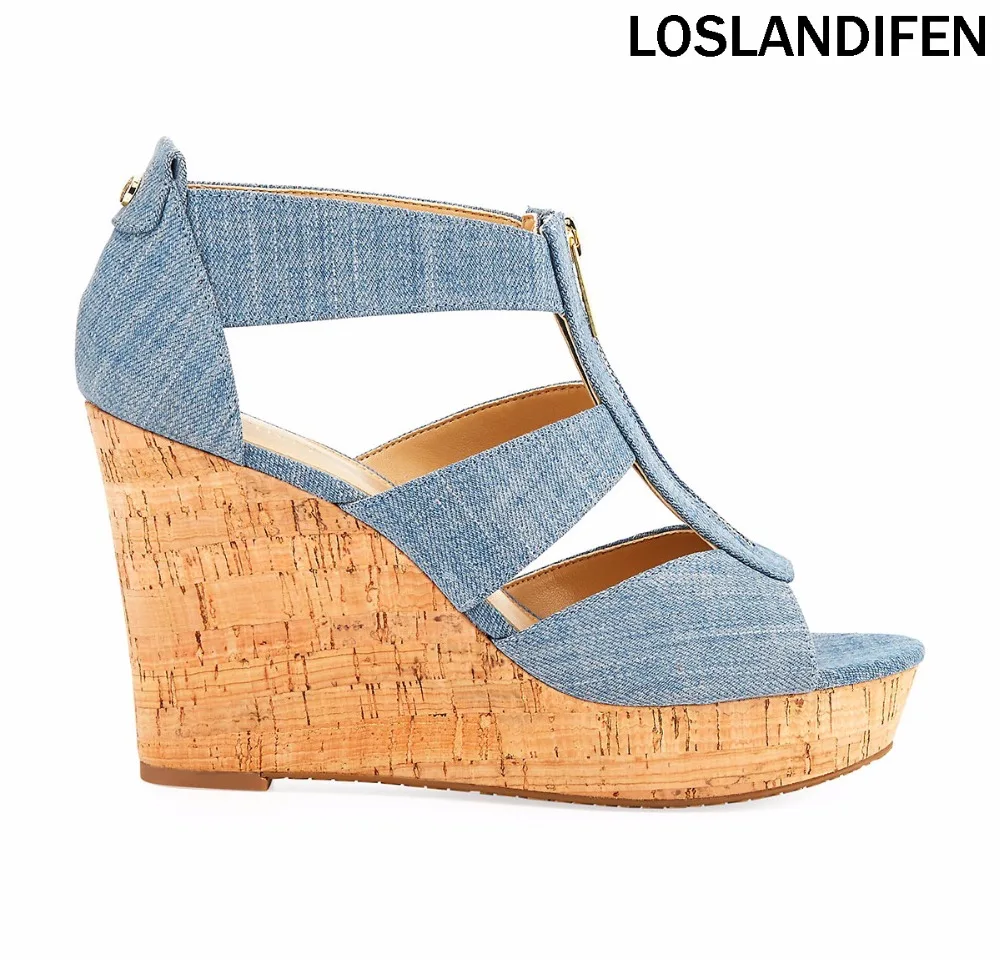 denim wedge heel shoes