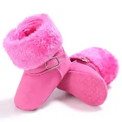 Зимние теплые Сапоги и ботинки для девочек детские зимние сапоги, ботильоны принцессы для новорожденных флис Обувь для младенцев для Обувь